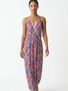 LE KATE | Red Floral Wrap Front Midi Dress Faux Wrap Front Women’s Size Medium